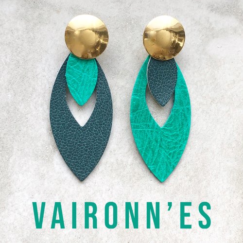 Vaironn'es vertes boucles d'oreilles en cuir