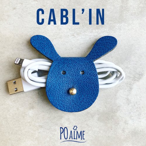 Range câble cuir cabl'in bleu denim