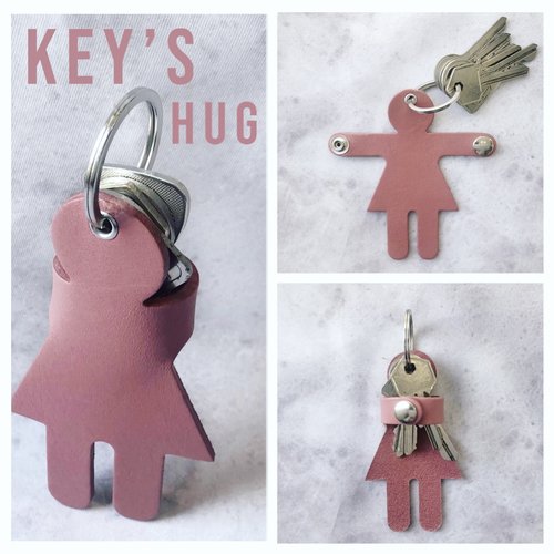 Porte-clefs cuir key's hug dame rose