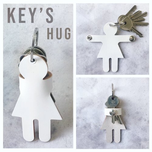 Porte-clefs cuir key's hug dame blanc