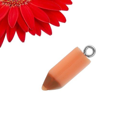1 breloque pendentif crayon en résine couleur orange