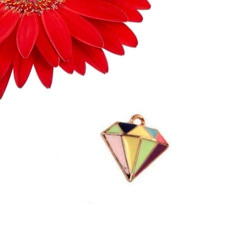 Breloque pendentif diamant couleur multicolore et doré
