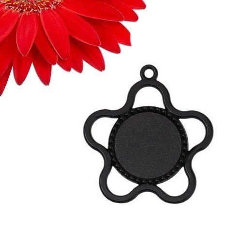 10 pendentifs supports cabochons couleur noir - déstockage