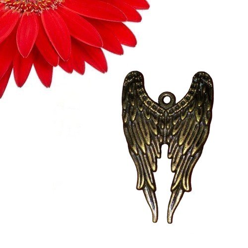 1 breloque pendentif ailes d'ange couleur bronze