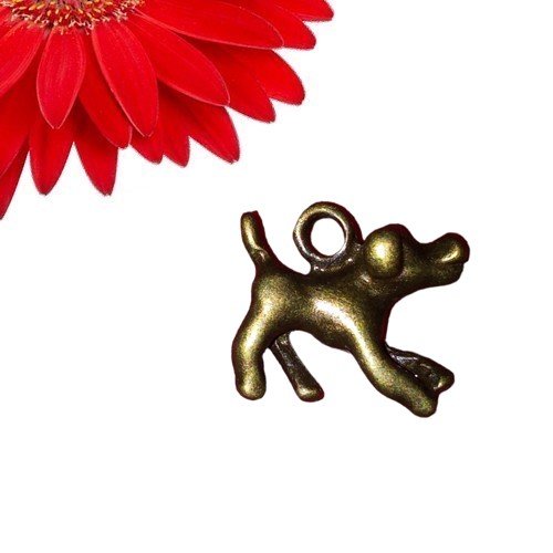 1 breloque pendentif chien couleur bronze