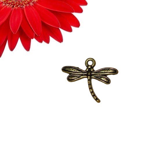 1 breloque pendentif libellule couleur bronze