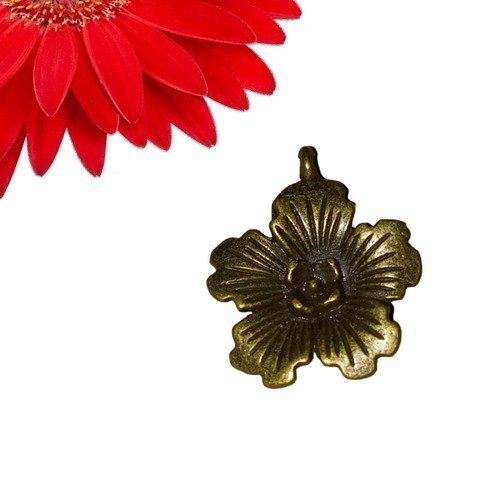 1 breloque pendentif fleur couleur bronze