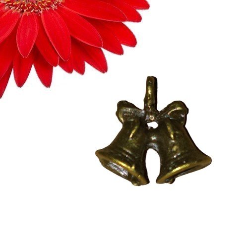 1 breloque pendentif cloches de noël couleur bronze destockage