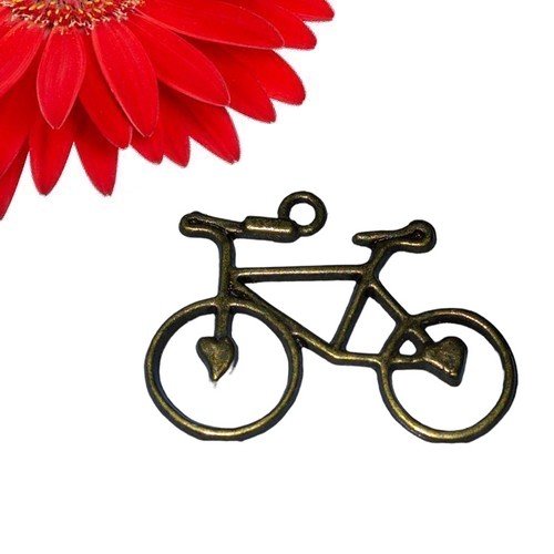 1 breloque pendentif vélo couleur bronze - déstockage