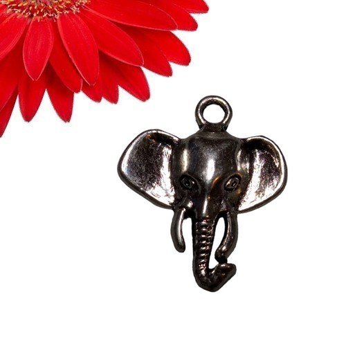 4 breloques pendentifs éléphant couleur argent - déstockage