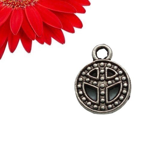 1 breloque pendentif symbole peace and love couleur argent - déstockage