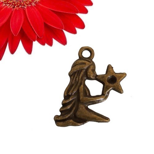 1 breloque pendentif signe astrologique vierge couleur bronze  - déstockage