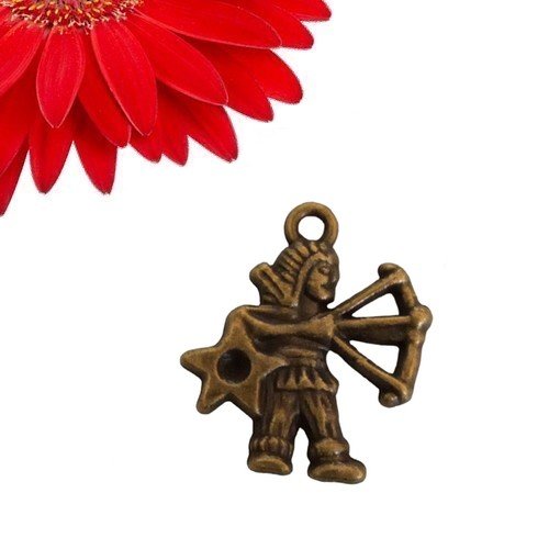 1 breloque pendentif signe astrologique sagittaire couleur bronze  - déstockage