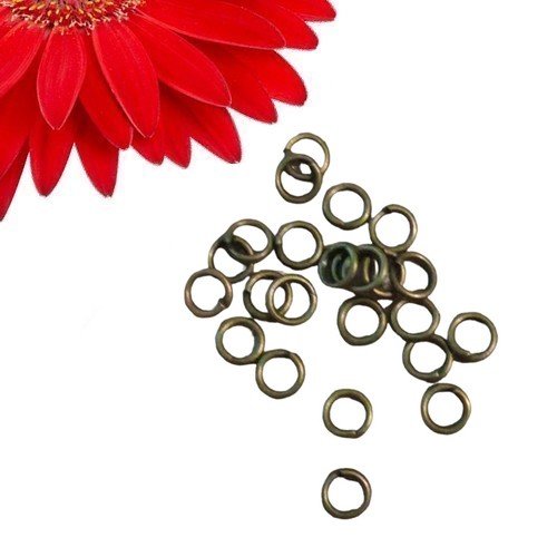 200 anneaux de jonction 4 mm couleur bronze - déstockage