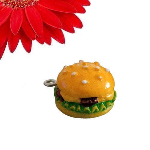 6 breloques pendentifs hamburger couleur multicolore  - déstockage
