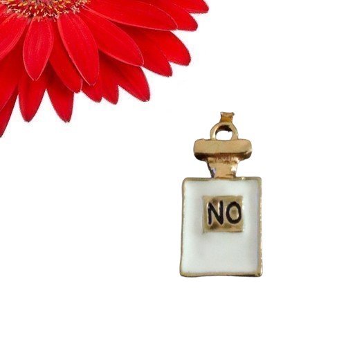 10 breloques pendentifs bouteille de parfum couleur blanc et doré  - déstockage