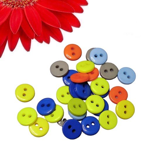 30 boutons ronds couleur multicolore - déstockage