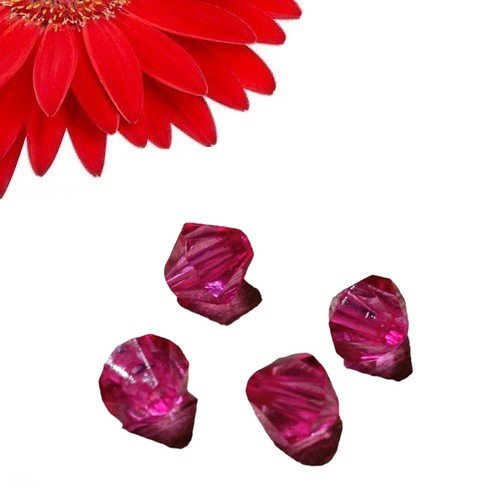 45 perles toupies à facettes couleur rose - déstockage