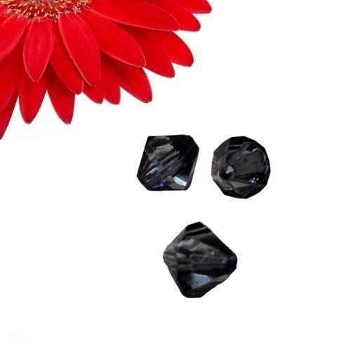 75 perles toupies à facettes couleur noir - déstockage