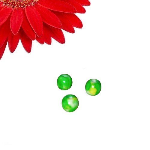 90 perles rondes en pierre naturelles teintées couleur vert - déstockage