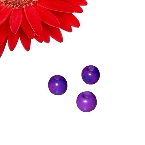 90 perles rondes en pierre naturelles teintées couleur violet - déstockage