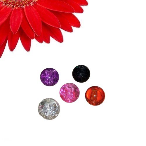 20 perles rondes en verre couleur aléatoire - déstockage