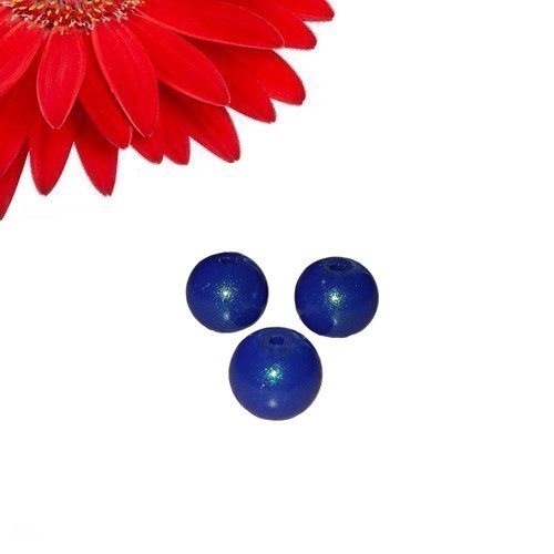 80 perles rondes en verre couleur bleu - déstockage