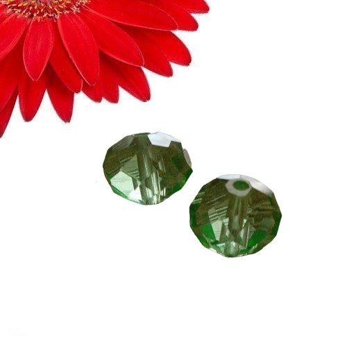 19 perles rondes à facettes couleur vert clair translucide - déstockage
