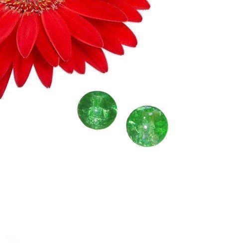 200 perles rondes en verre couleur vert clair translucide - déstockage