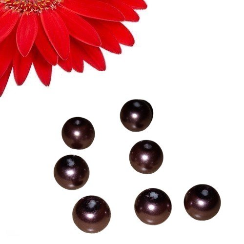 70 perles rondes en verre effet nacré couleur marron - déstockage