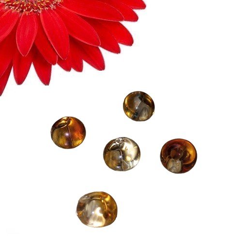 25 perles rondes en verre couleur champagne translucide - déstockage