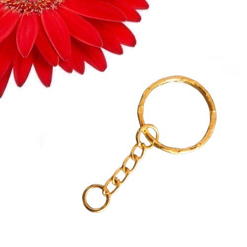 21 anneaux porte clés couleur doré - déstockage