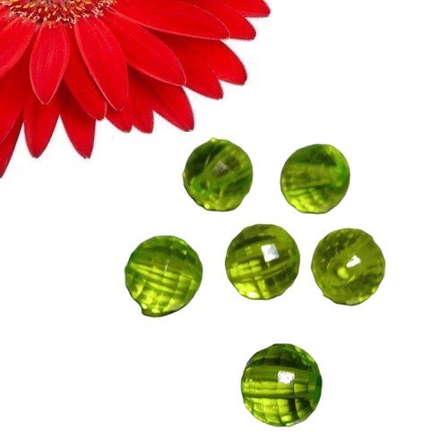 80 perles rondes striées couleur vert - déstockage