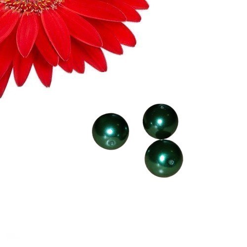 40 perles rondes en verre effet nacré couleur vert - déstockage