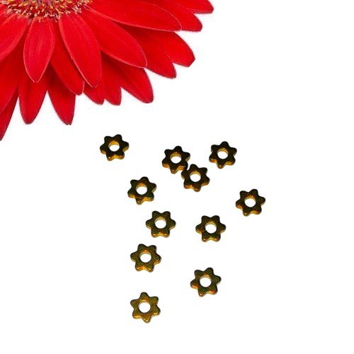 100 perles intercalaires en métal motif fleur couleur or vieilli - déstockage