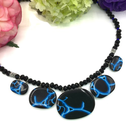 Collier eclair fait main en pâte polymère, effet d'éclairs, cadeau pour femme, maman, fille