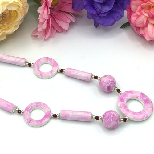 Sautoir aquarelle fait main en pâte polymère, effet aquarelle, cadeau pour femme, cadeau pour maman