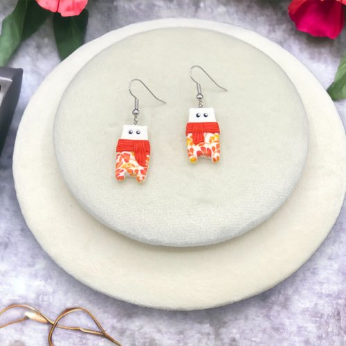 Boucles d'oreilles ourson aurora avec le motif floral, fabriquée en france, 3 couleurs au choix