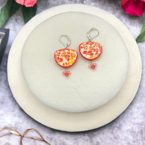 Boucles d'oreilles floral aurora, fabriquée en france, 2 couleurs au choix
