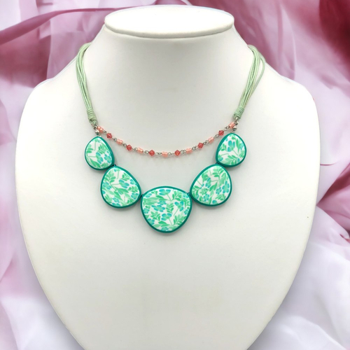 Collier 2 rangs aurora avec le motif floral, fabriquées en france, 3 couleurs au choix