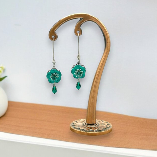 Boucles d'oreilles crochet floral, fabriquées en france, 6 couleurs au choix