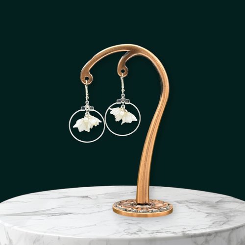 Boucles d'oreilles fleurs de muguet fait main en résine, fabriqué en france