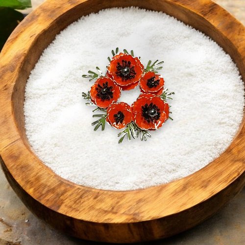 Broche pavot d'orient faite main en résine, fabriquée en france