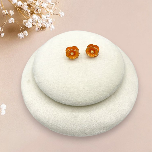 Boucles d'oreilles clous pavot de californie faites main en résine, fabriquées en france