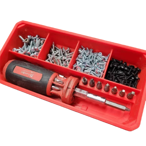 Milwaukee packout - bac long peu profond avec porte-hexagones et bacs de rangement