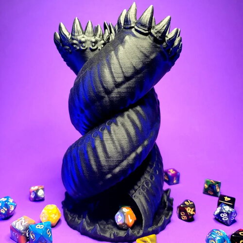 Purple worm dice tower