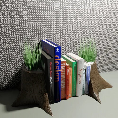 Serre-livres tronc d'arbre pot de fleur