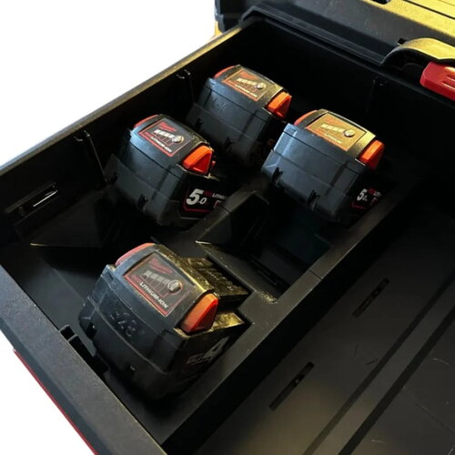 Insert batteries milwaukee packout