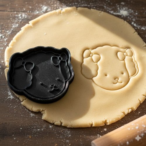 Emporte-piece chien kawaii avec noeuds 8 cm - moule biscuit 3d