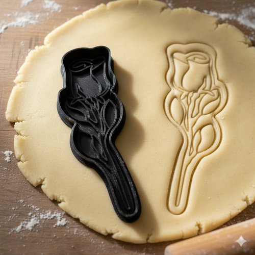 Emporte-piece rose - moule a biscuits artisanal 8 cm noir
